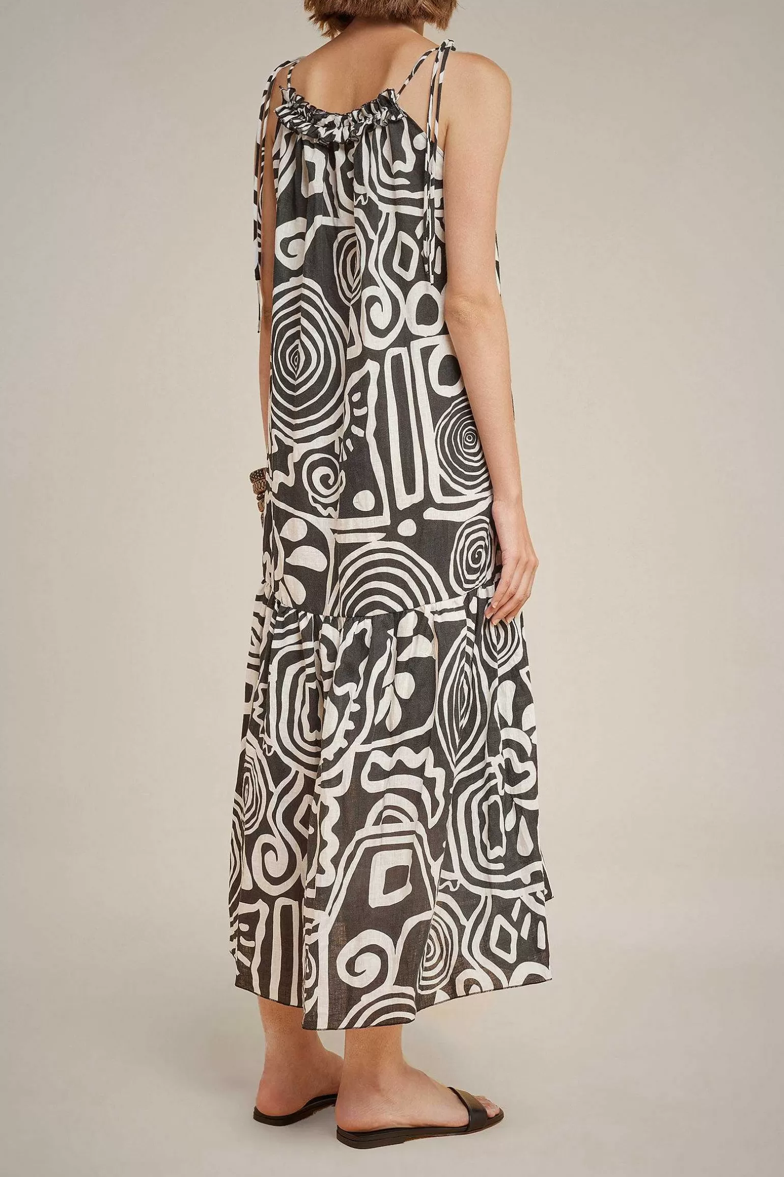 Clearance Liviana conti Abito Con Balza Graffito Nero/Bianco