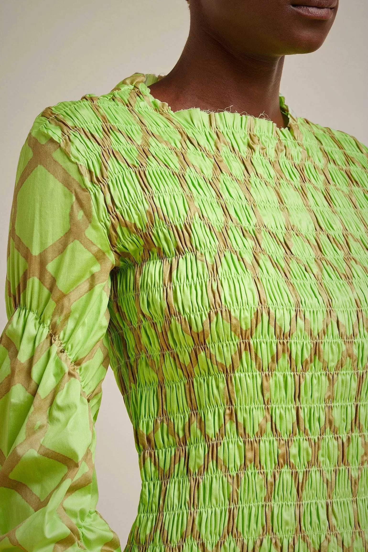Outlet Liviana conti Blusa Arriccio Rete Lime/Argilla