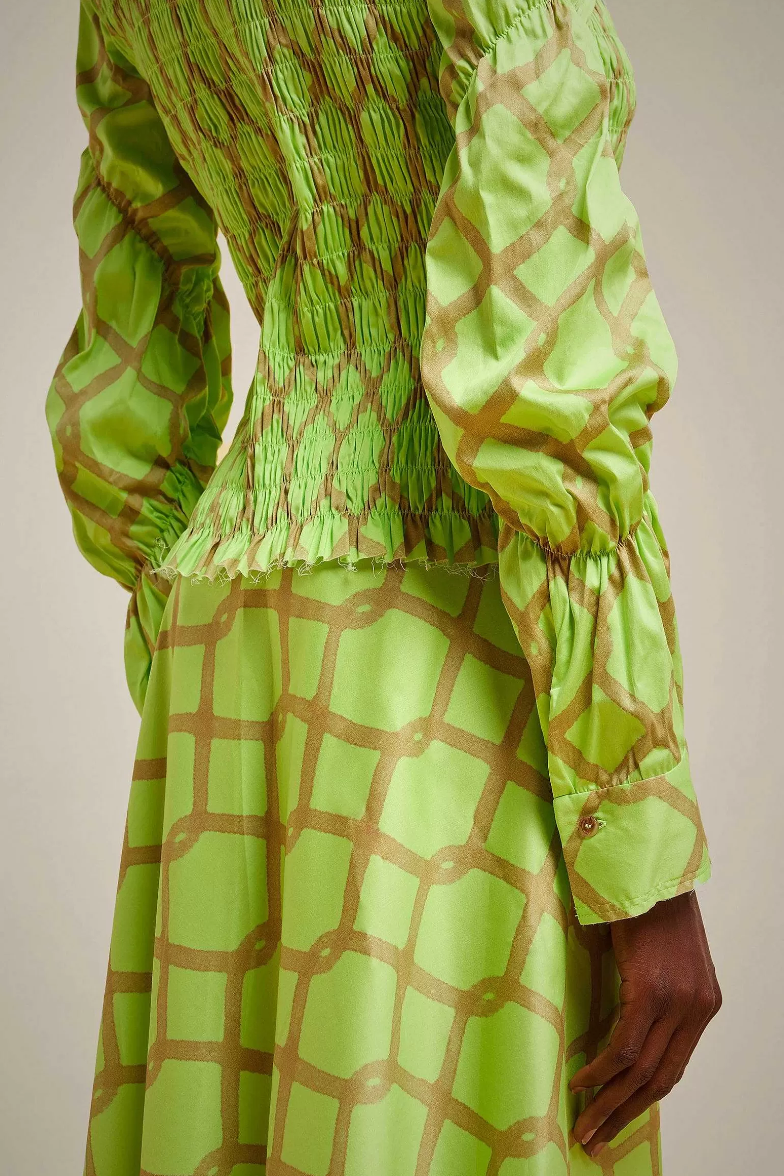 Outlet Liviana conti Blusa Arriccio Rete Lime/Argilla