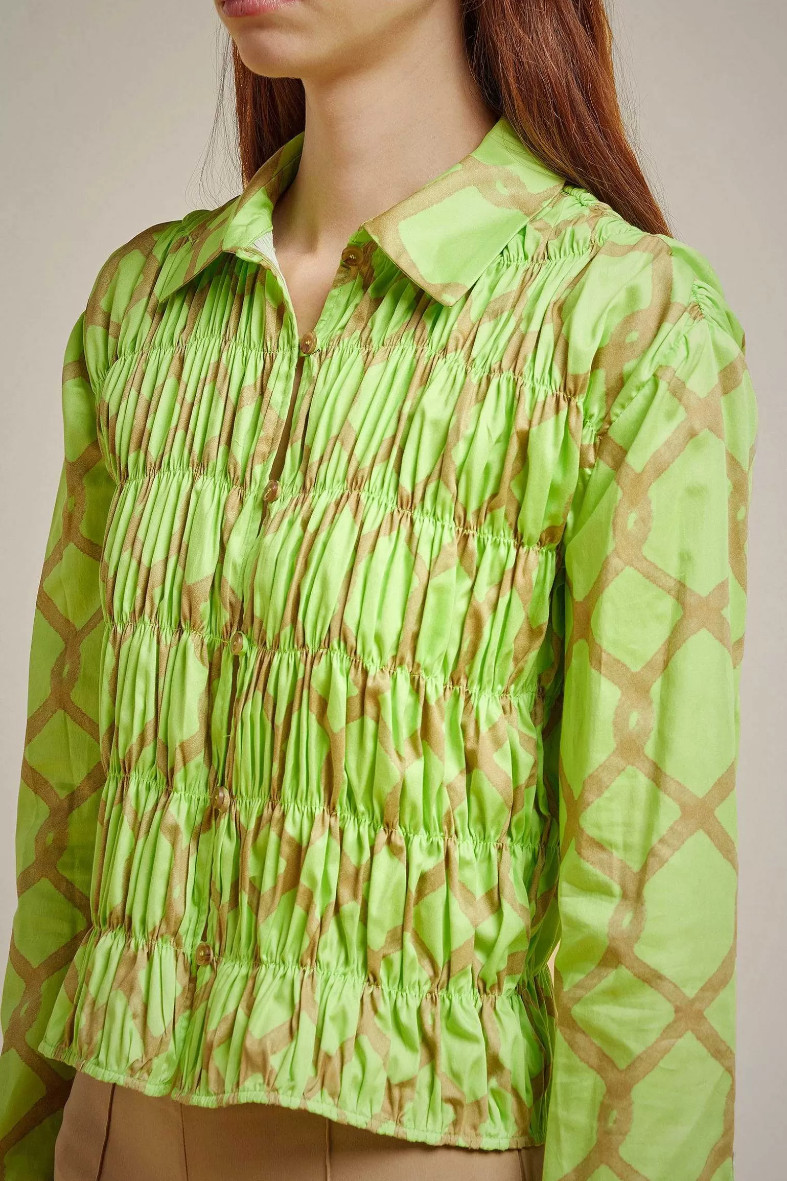 Shop Liviana conti Camicia Arriccio Rete Lime/Argilla