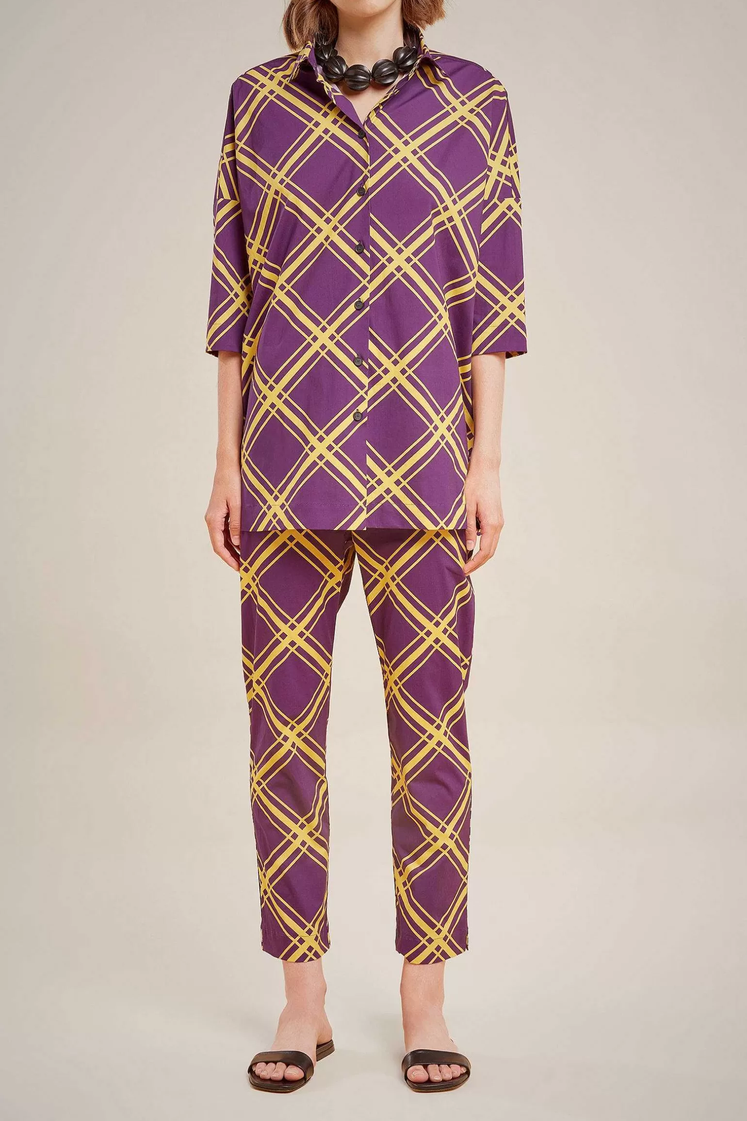 Outlet Liviana conti Camicia Manica Corta Check Bacca