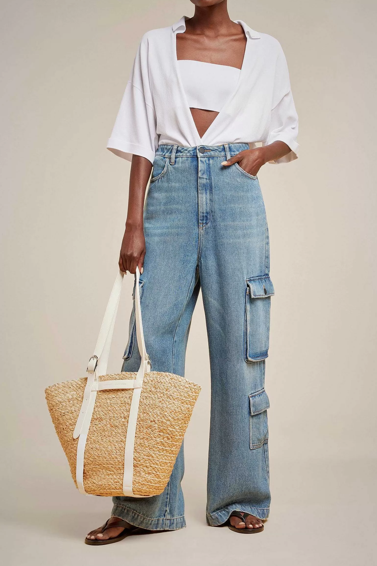 Shop Liviana conti Cargo Jeans Stone Wash The'