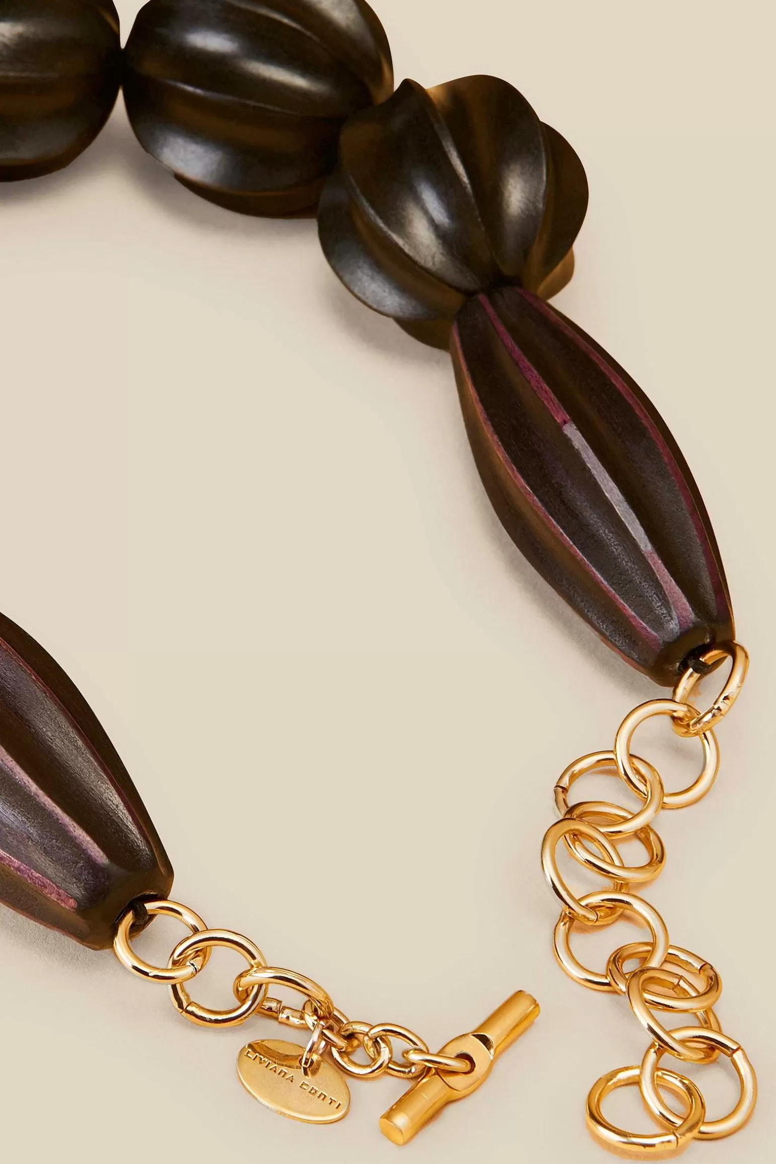 Clearance Liviana conti Collana Corta Legno Ebano/Oro