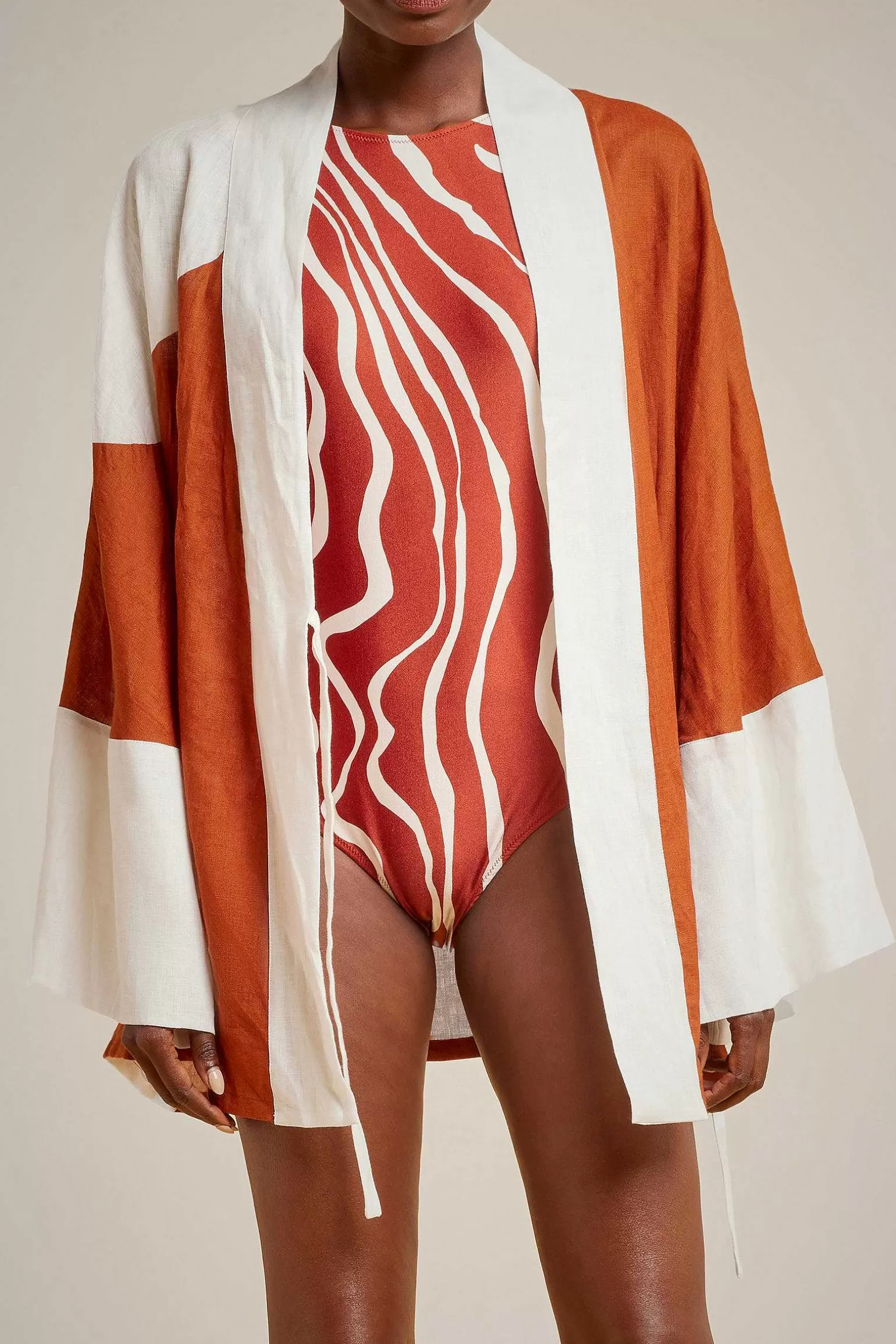 Hot Liviana conti Kimono Corto Graffito Nero/Bianco | Pois Ruggine/Bianco