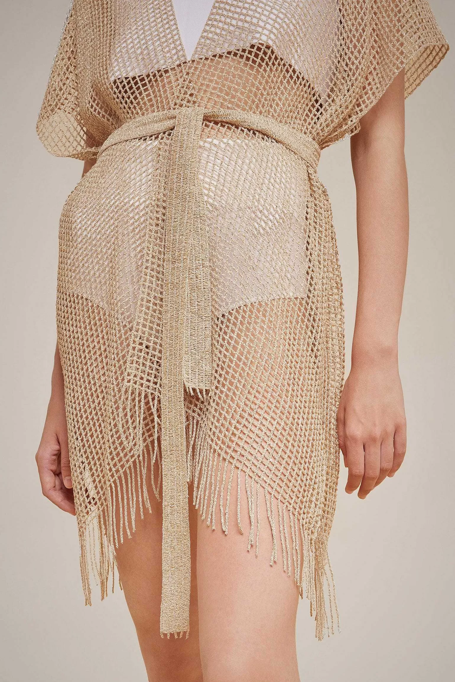Discount Liviana conti Kimono Rete Laminata Oro