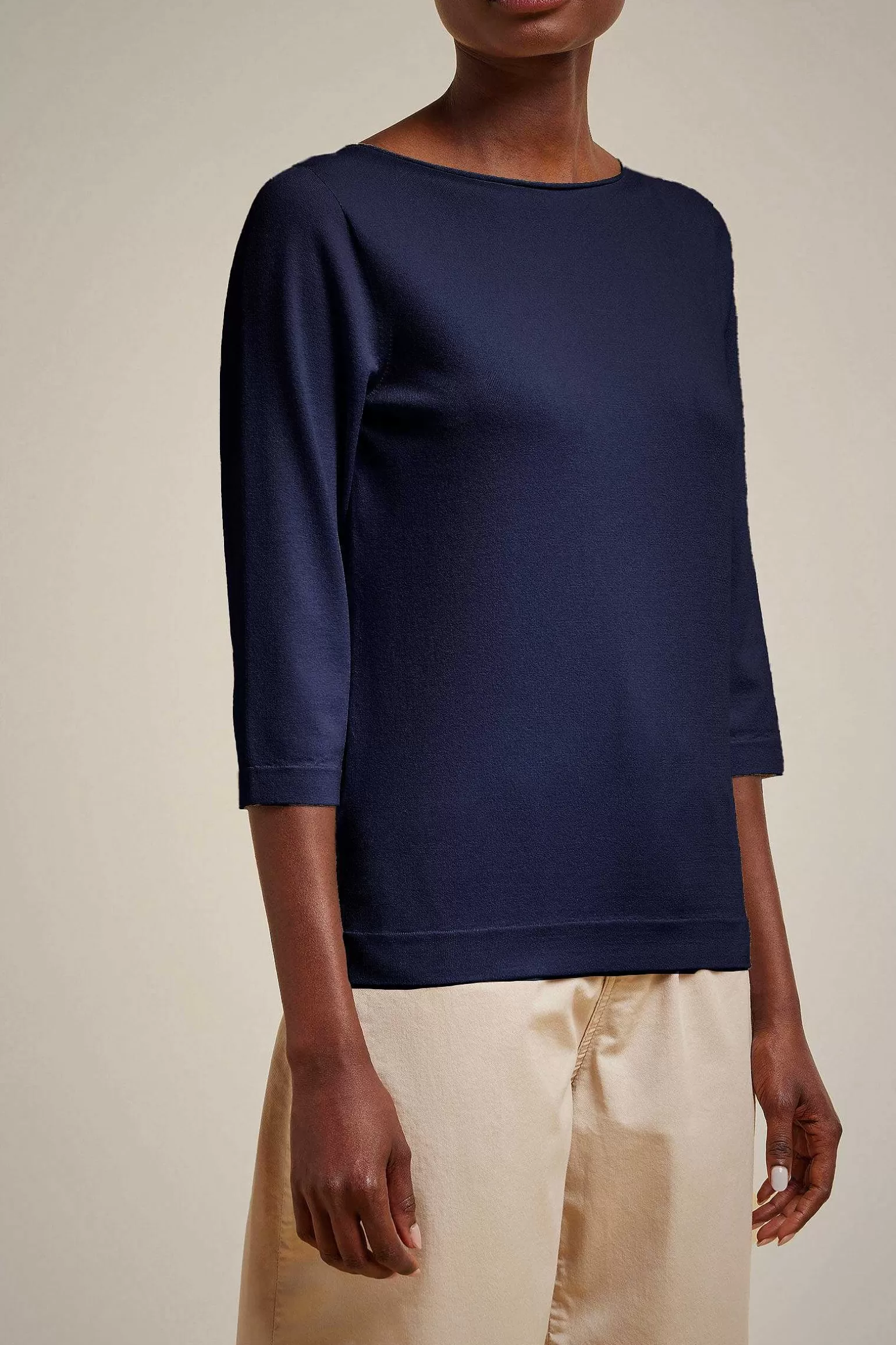Outlet Liviana conti Maglia A Barchetta Notte | Latte D'Avena | Nero
