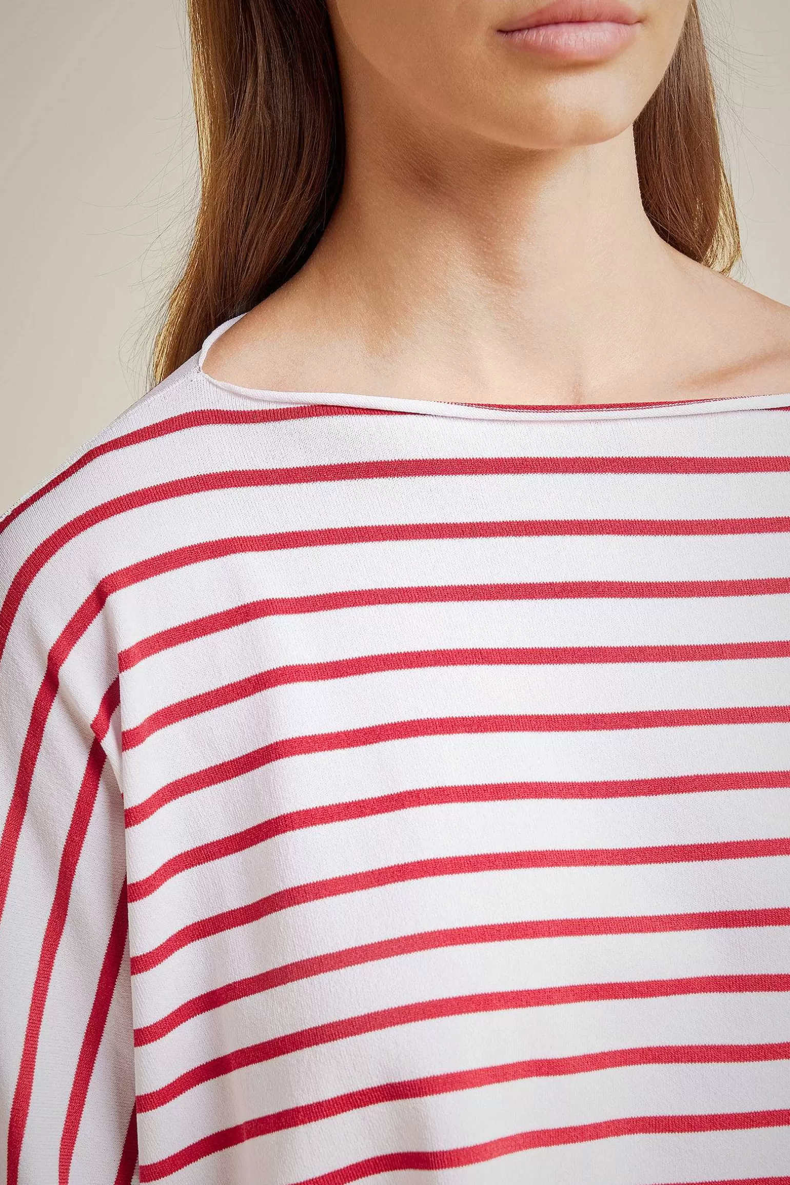 Online Liviana conti Maglia Croce Rigata Bianco/Geranio
