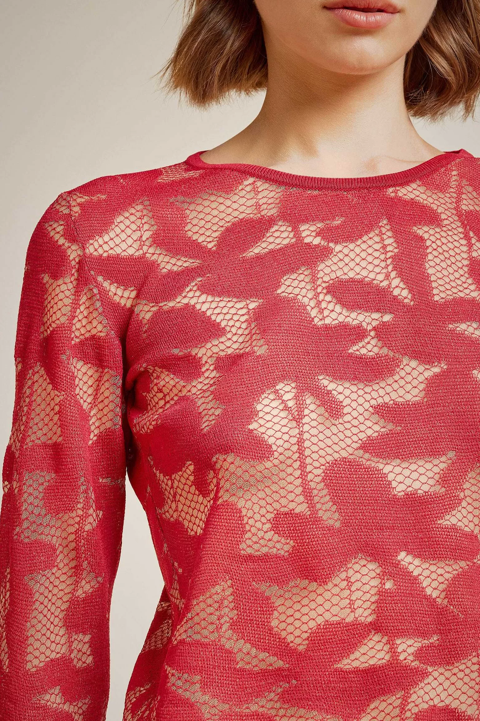 New Liviana conti Maglia Pizzo Geranio/Nudo