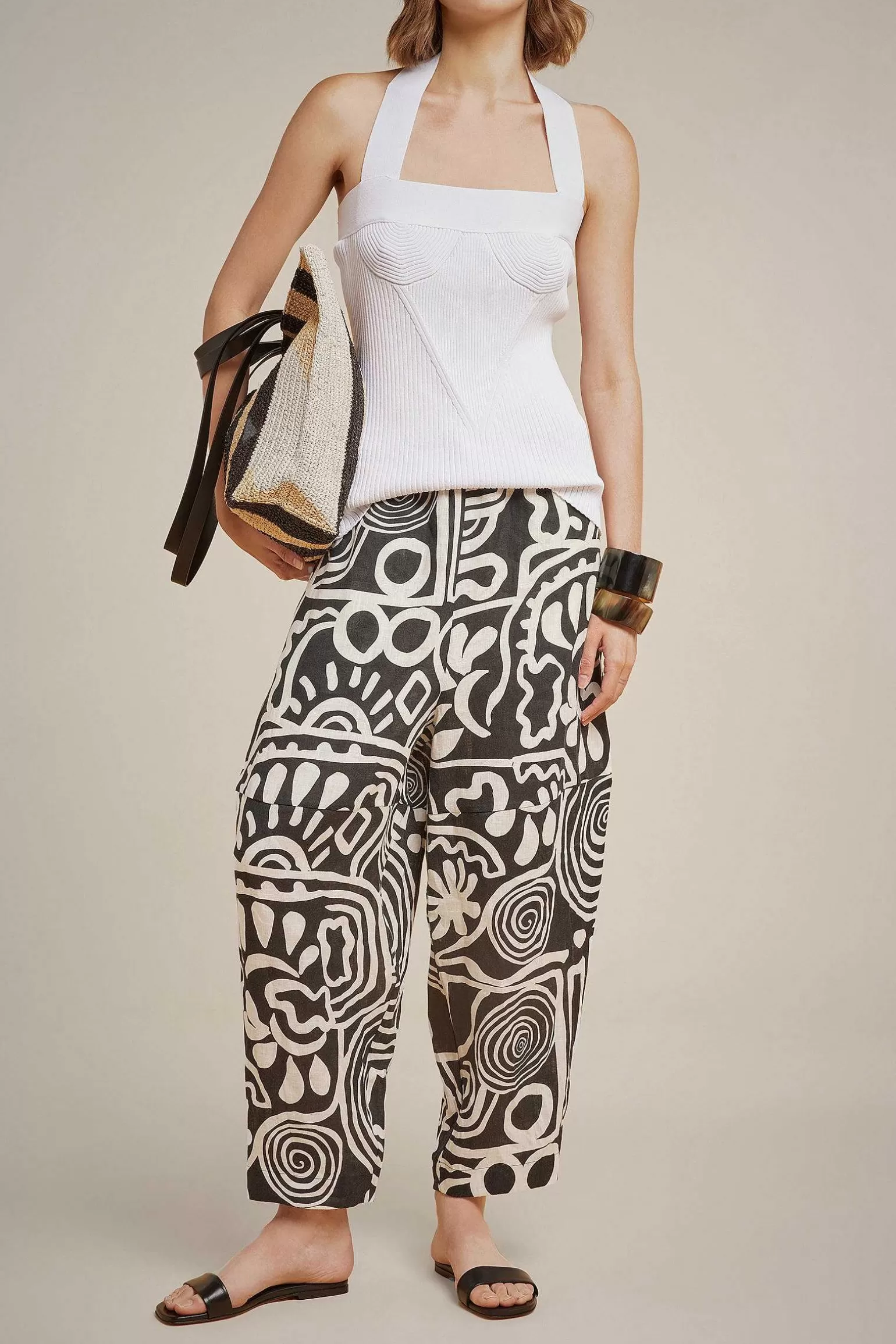Fashion Liviana conti Pantalone Graffito Nero/Bianco