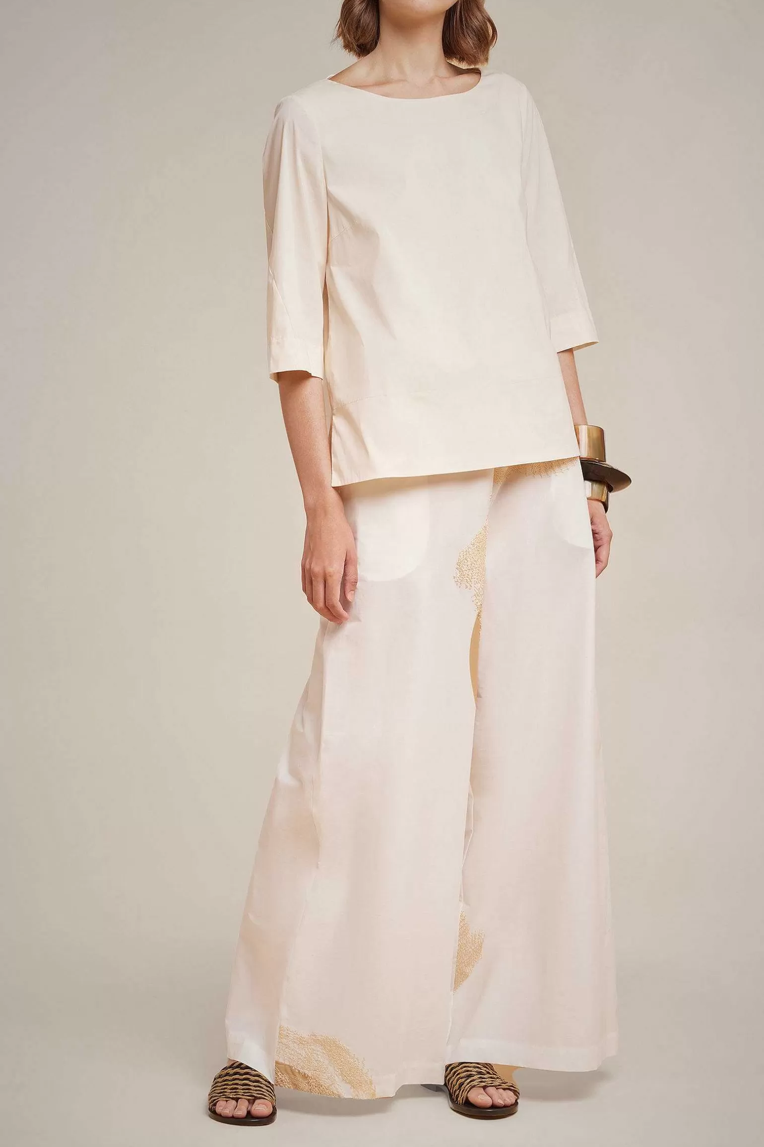 Shop Liviana conti Pantalone Pois Bianco/Calce