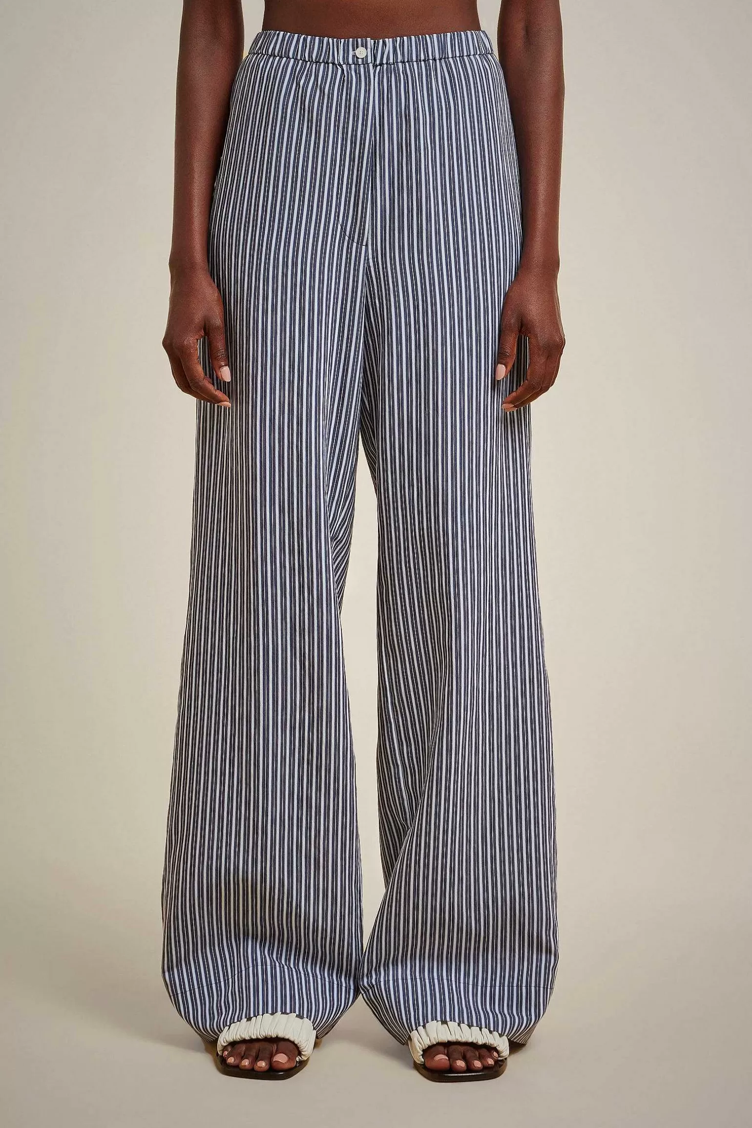 Shop Liviana conti Pantalone Riga Blu/Azzurra