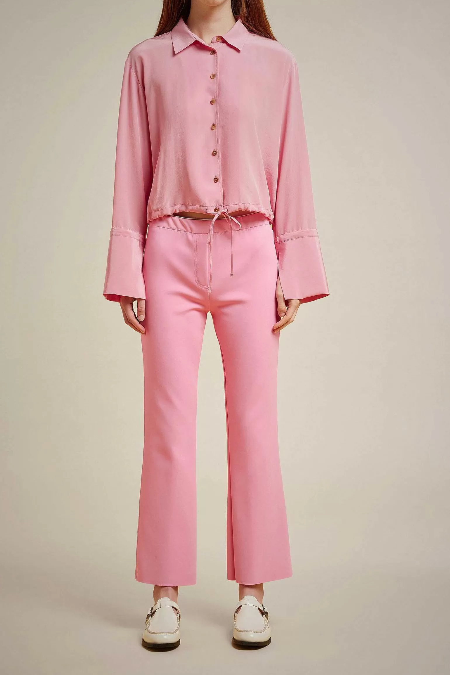 Shop Liviana conti Pantalone Svasato Rosa Ruby | Notte | Latte D'Avena | Nero
