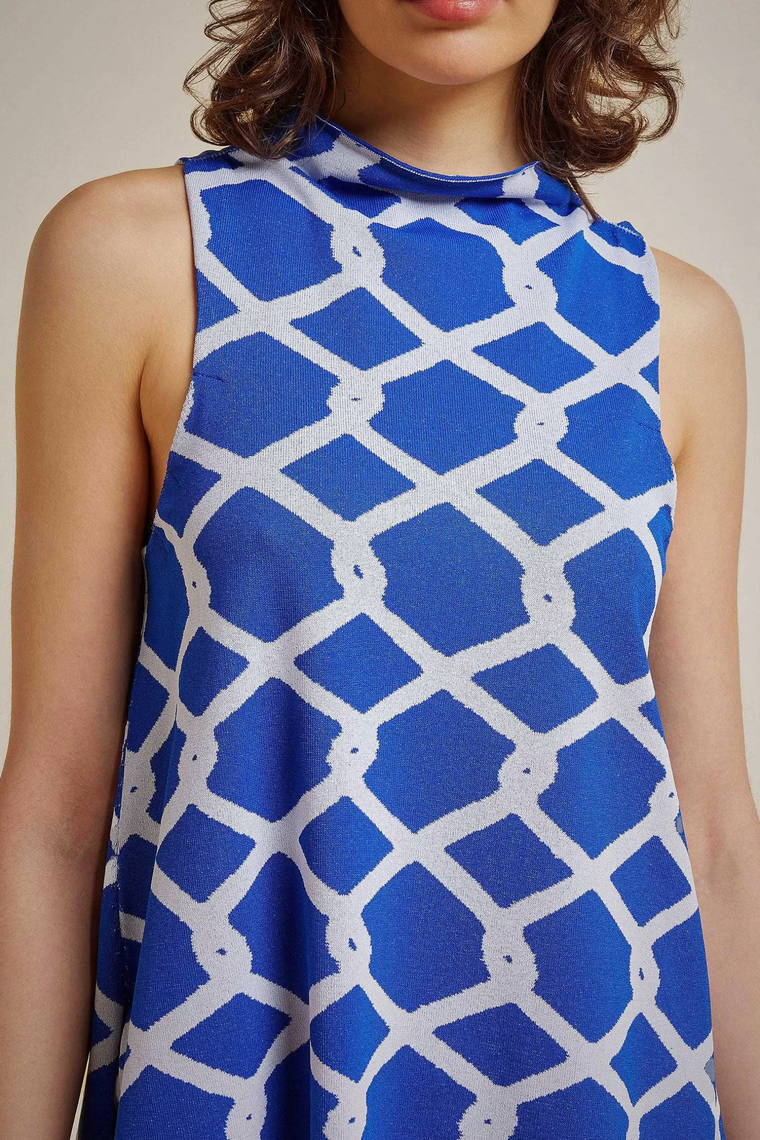 Outlet Liviana conti Top Jacquard Rete Marea/Bianco