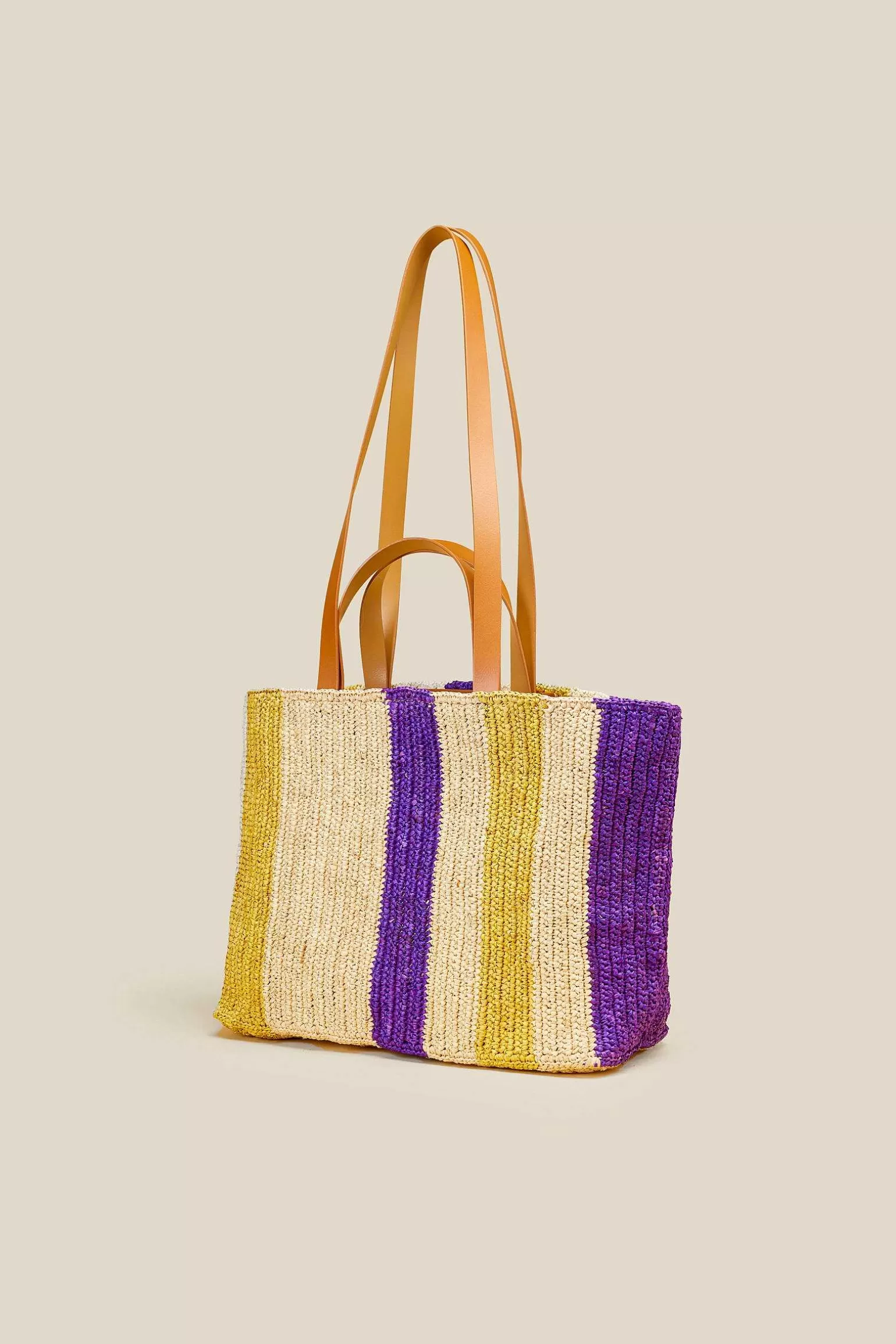 Discount Liviana conti Tote A Righe Senape/Viola/Natural